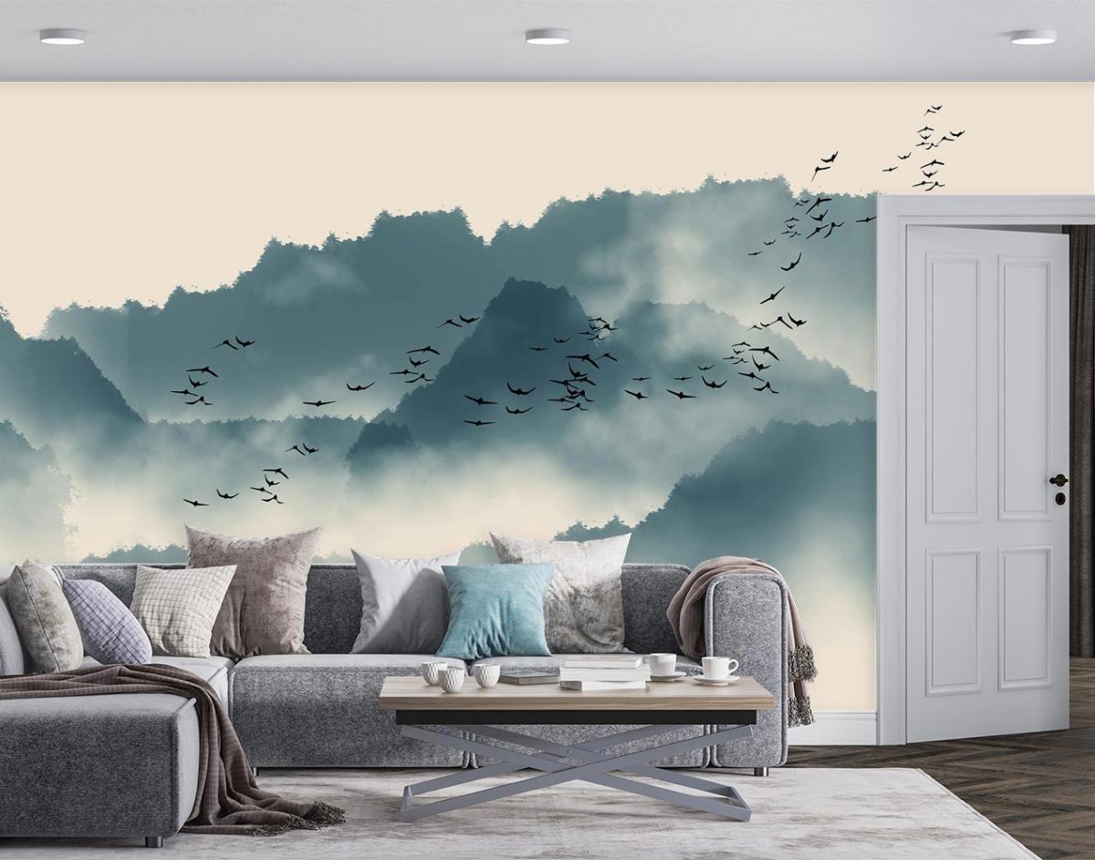 پوستر دیواری هنری منظره جنگل و پرنده W10010300