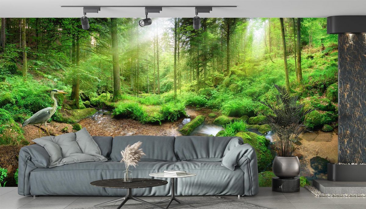 پوستر دیواری سه بعدی طبیعت جنگل رودخانه W10010400