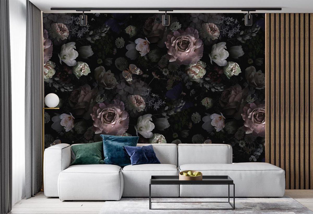 پوستر دیواری گل و پروانه W10011300 پذیرایی