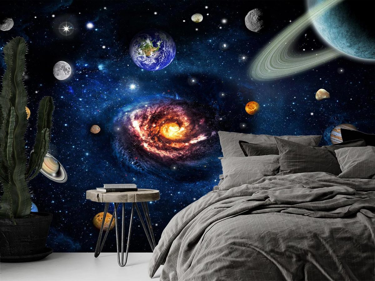پوستر کاغذ دیواری کهکشان فضا سیارات W10011800 اتاق خواب