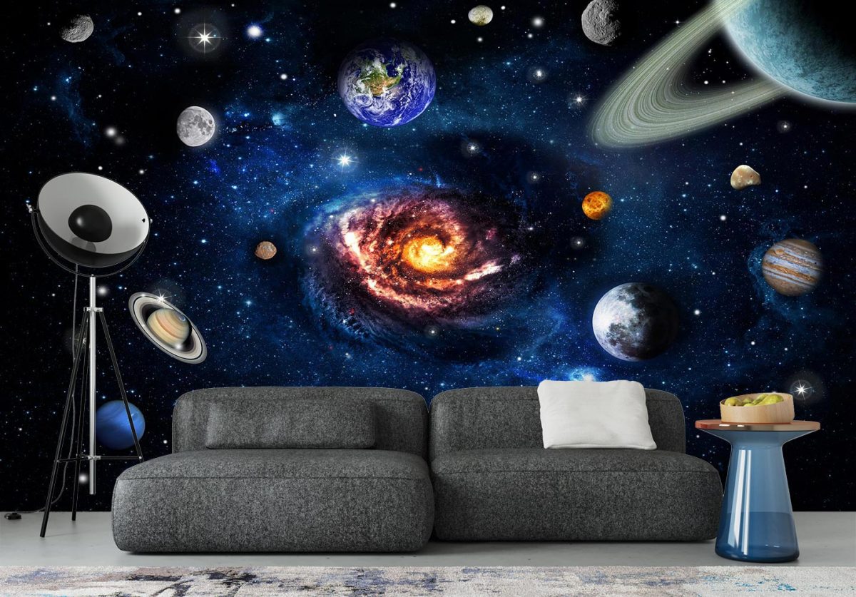 پوستر کاغذ دیواری کهکشان فضا سیارات W10011800