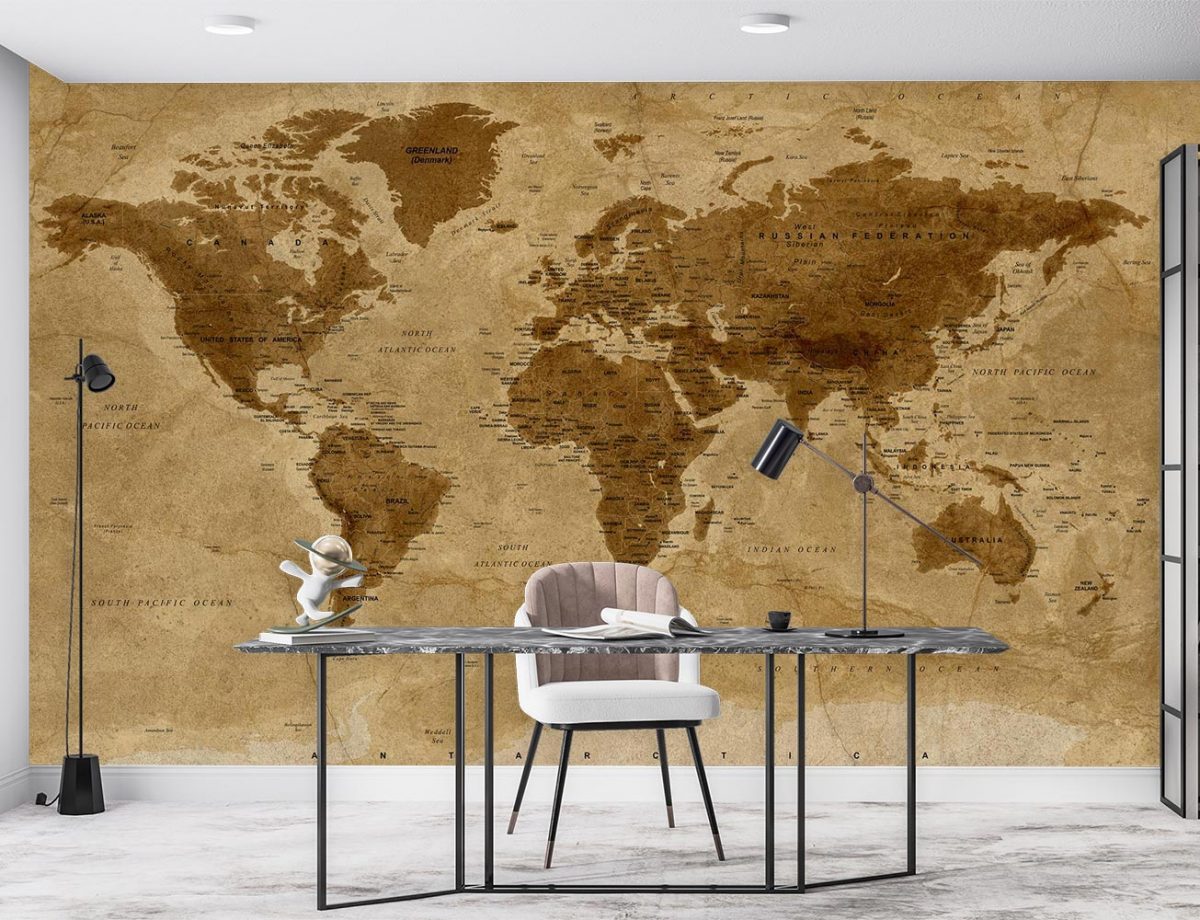 کاغذ دیواری نقشه جهان قدیمی W10014000