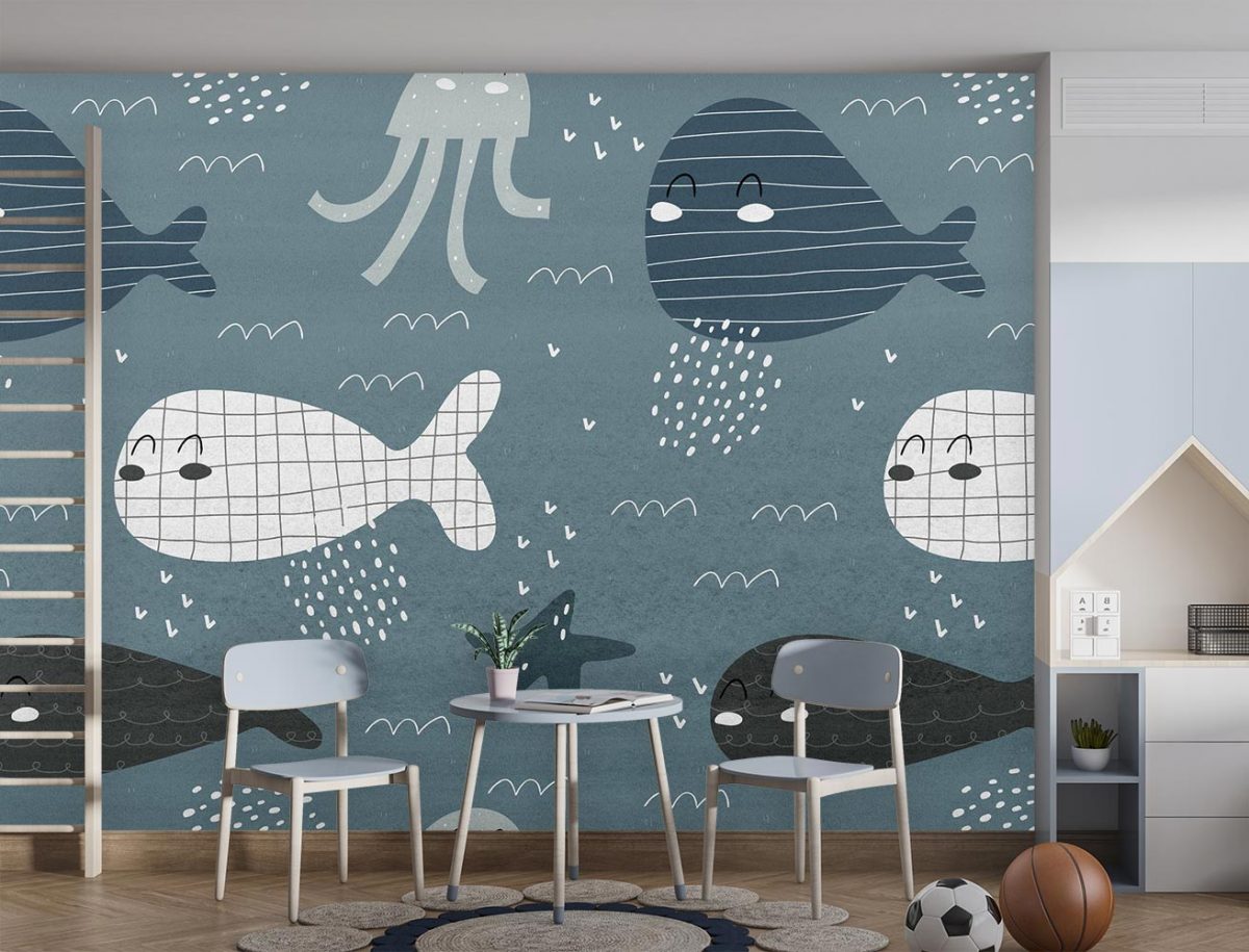 پوستر دیواری کودک طرح ماهی و دریا W10014400