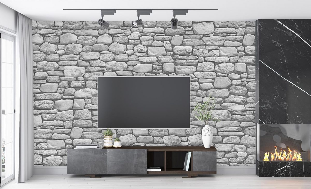 پوستر کاغذ دیواری طرح سنگ W10017400 پشت تلویزیون