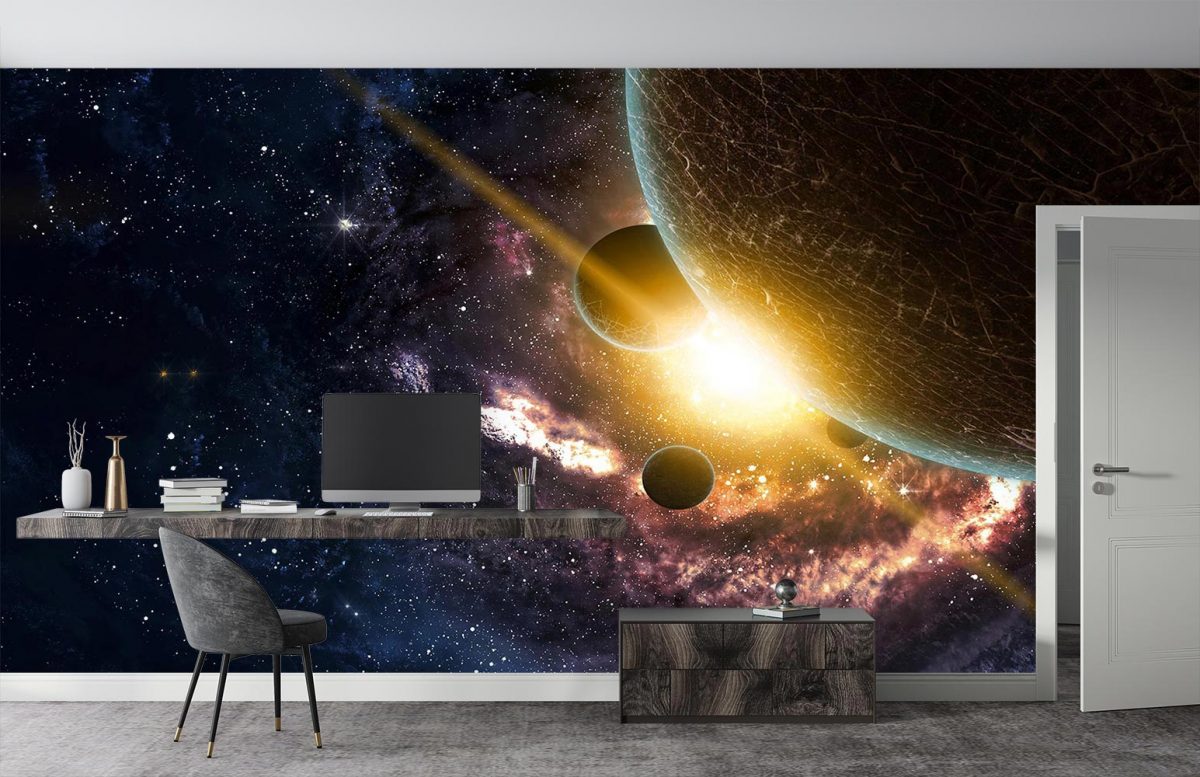 پوستر کاغذ دیواری کهکشان و سیاره W10019100