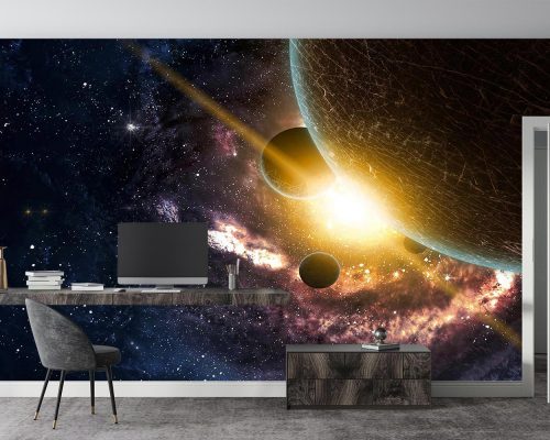پوستر کاغذ دیواری کهکشان و سیاره W10019100