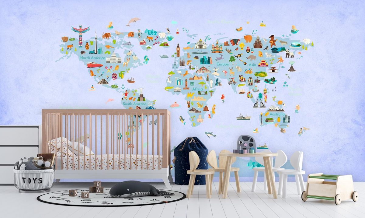 پوستر کاغذ دیواری اتاق کودک نقشه W10021800
