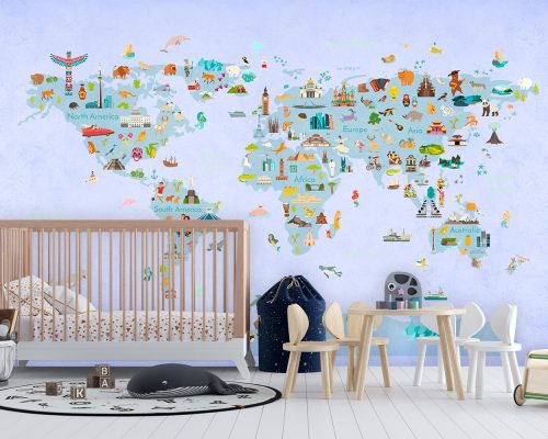 پوستر دیواری اتاق کودک طرح نقشه W10021800