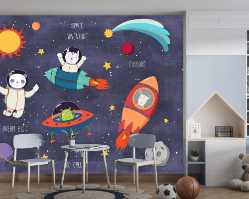 پوستر دیواری کودک طرح فضا و کهکشان W10024600