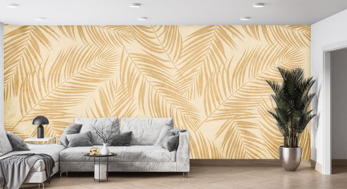 پوستر کاغذ دیواری طرح برگ طلایی W10025800