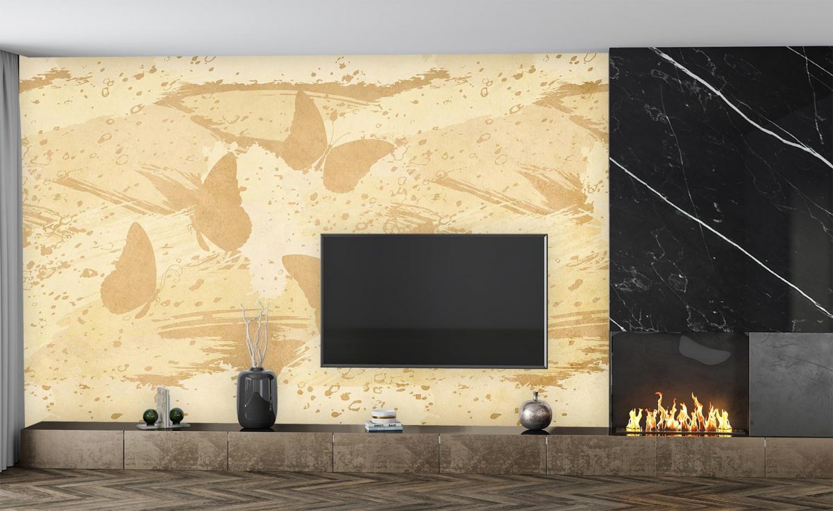 پوستر دیواری طرح پروانه W10026600 پشت تلویزیون