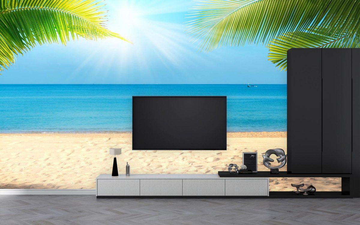 پوستر دیواری ساحل و دریا W10030400 پشت تلویزیون