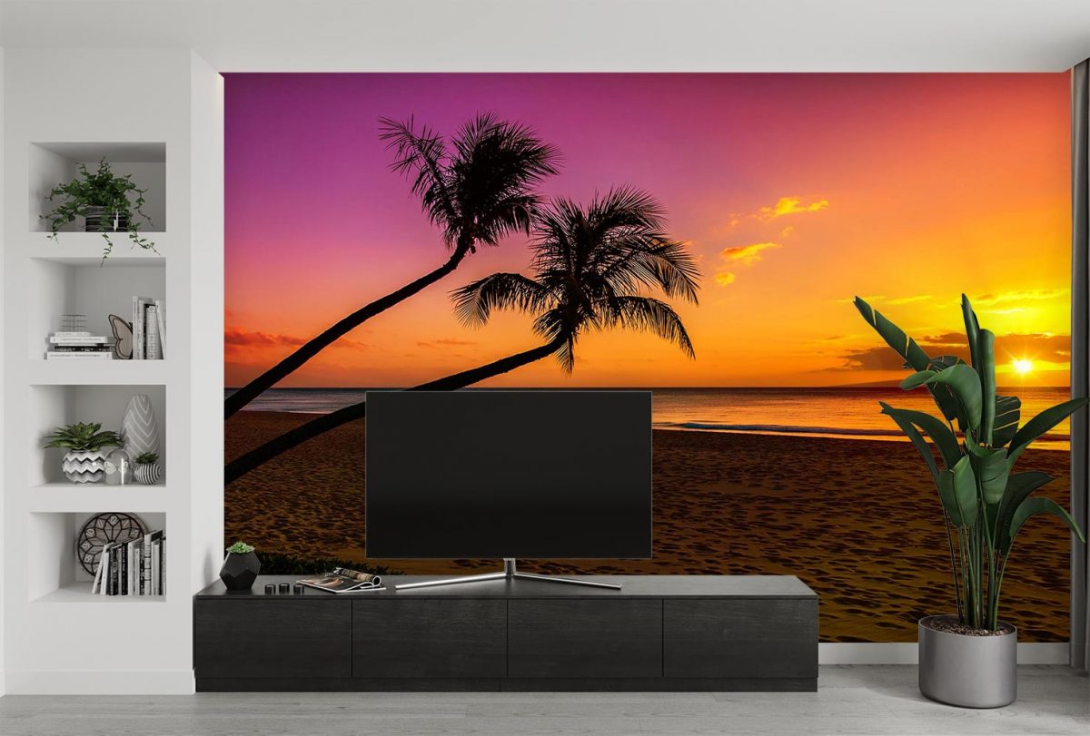 پوستر دیواری دریا ساحل غروب W10031400 پشت تلویزیون