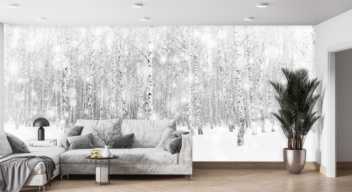 پوستر دیواری طبیعت و درختان برفی W10033400