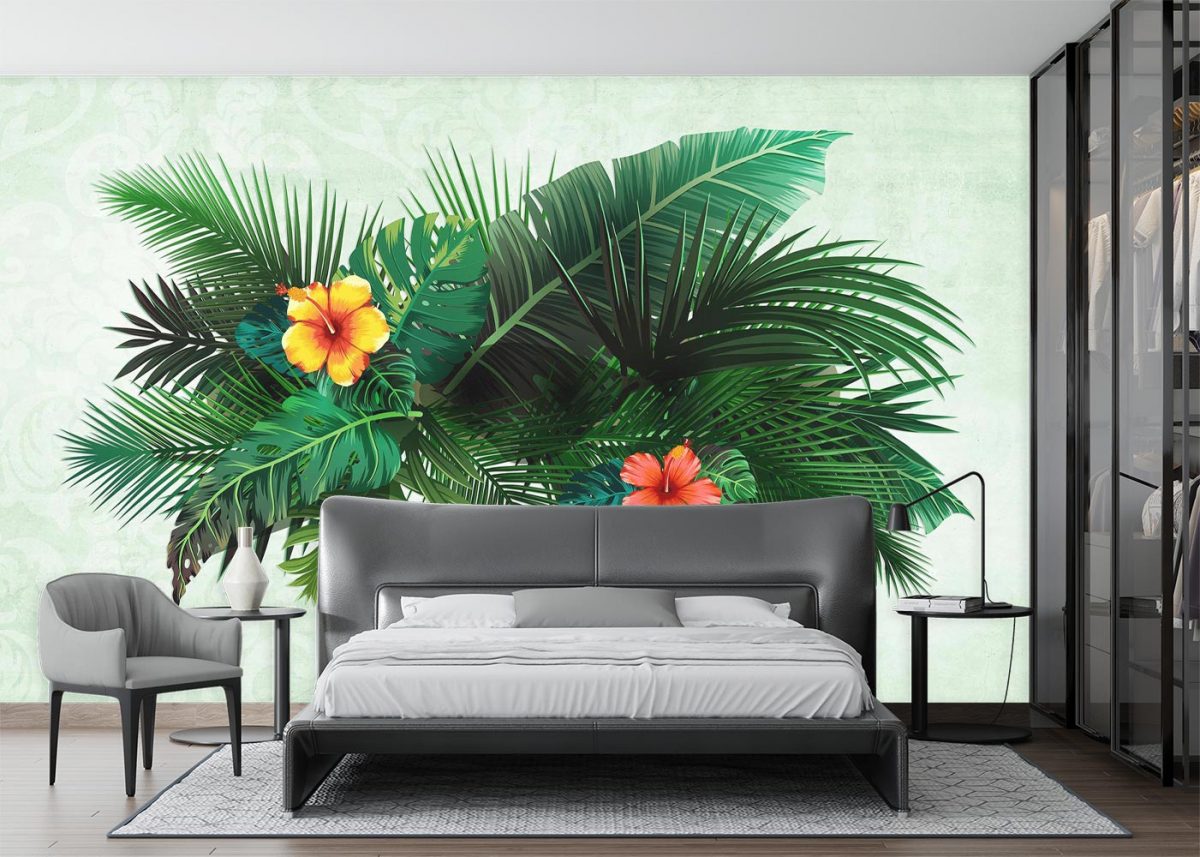 پوستر کاغذ دیواری طرح برگ هاوایی W10045200 اتاق خواب