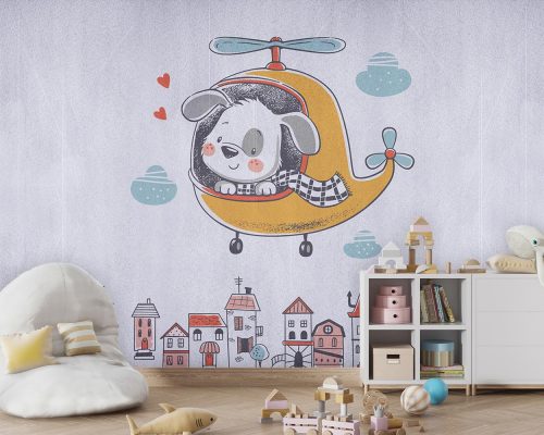 پوستر دیواری کودک خرس هلیکوپتر W10049600