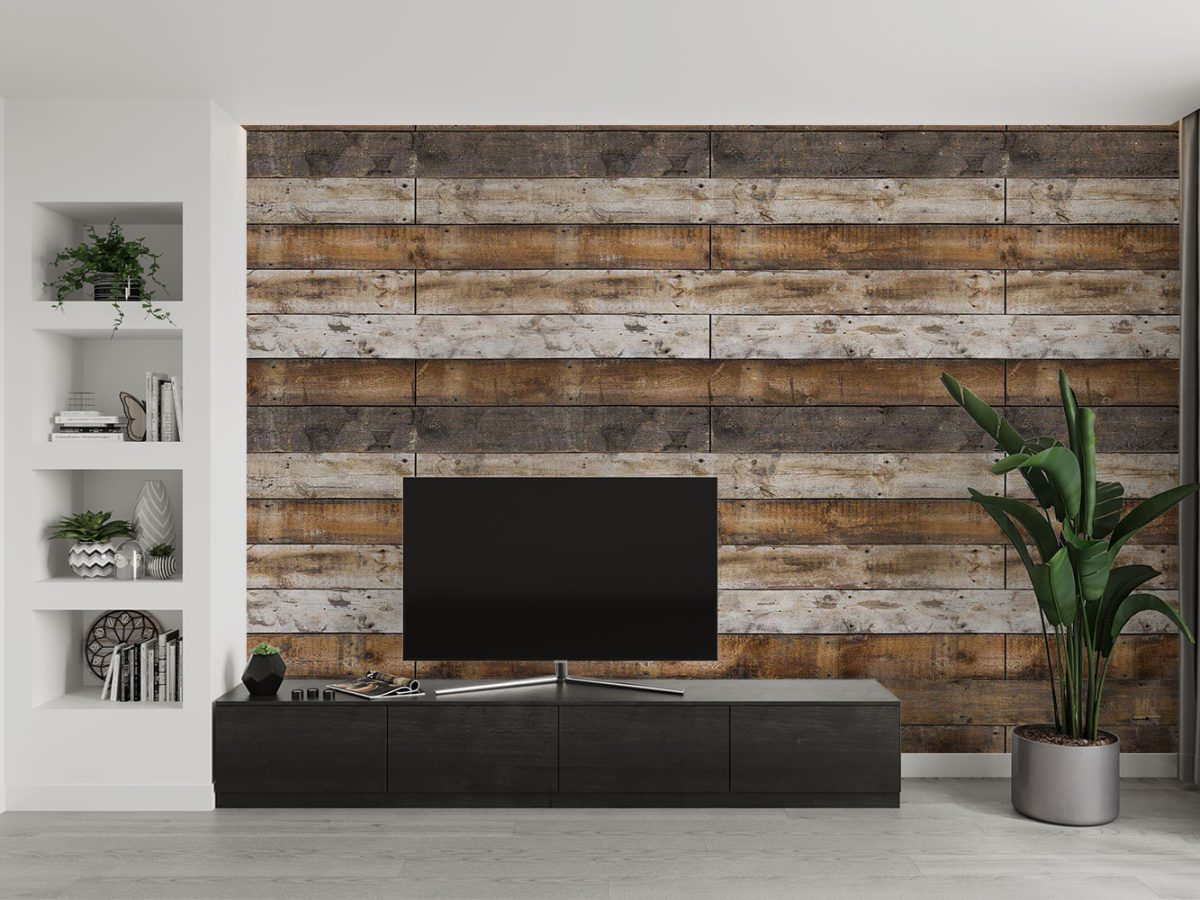 کاغذ دیواری طرح چوب افقی W10052200 پشت تلویزیون