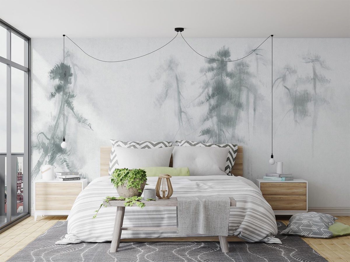 کاغذ دیواری ساده طرح درختان W10052300 اتاق خواب