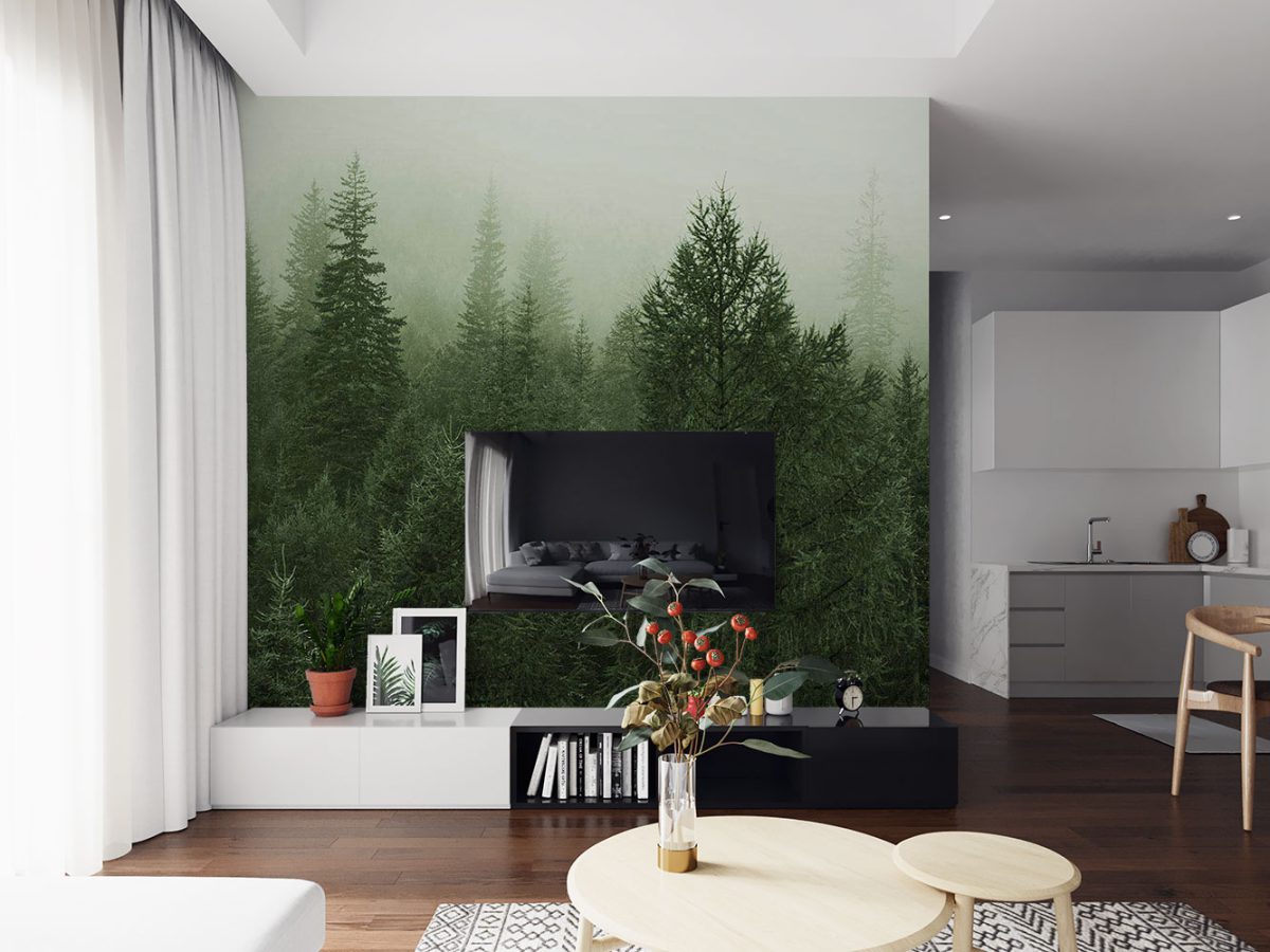 پوستر دیواری منظره جنگل W10056210 پشت تلویزیون