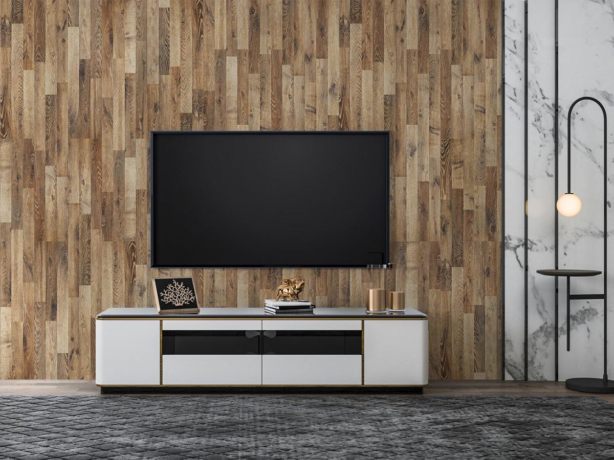 کاغذ دیواری طرح چوبی W10056300 پشت تلویزیون