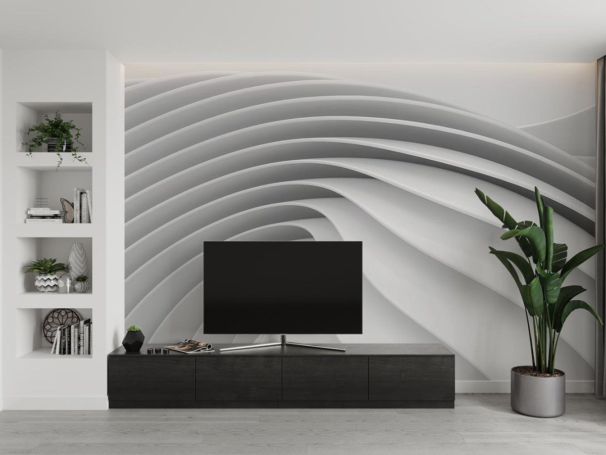 پوستر دیواری طرح سه بعدی پشت تلویزیون مدرن W10057300
