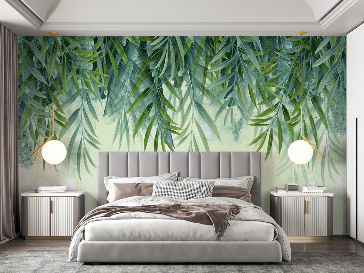کاغذ دیواری طرح برگ های بزرگ W10057700 مناسب اتاق خواب