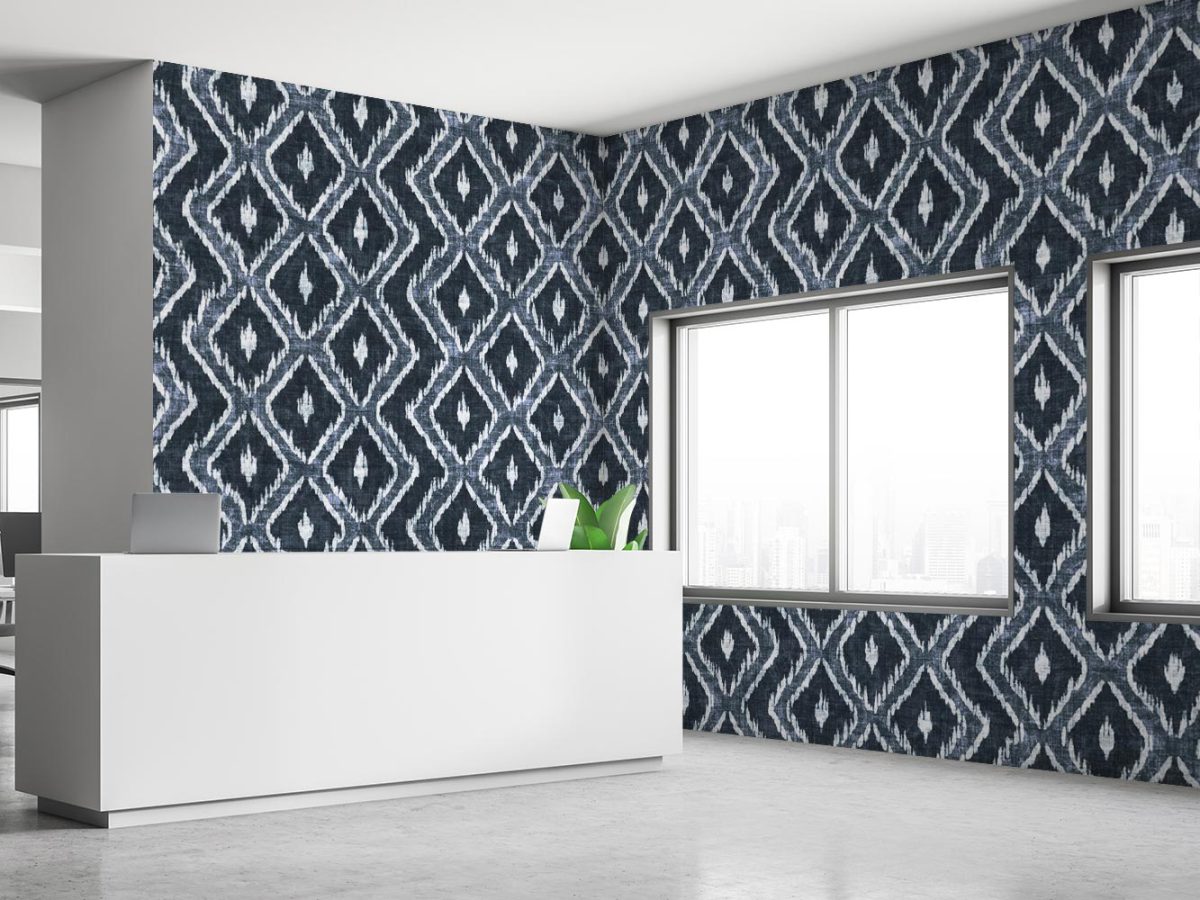 کاغذ دیواری آبی هندسی لوزی W10058300