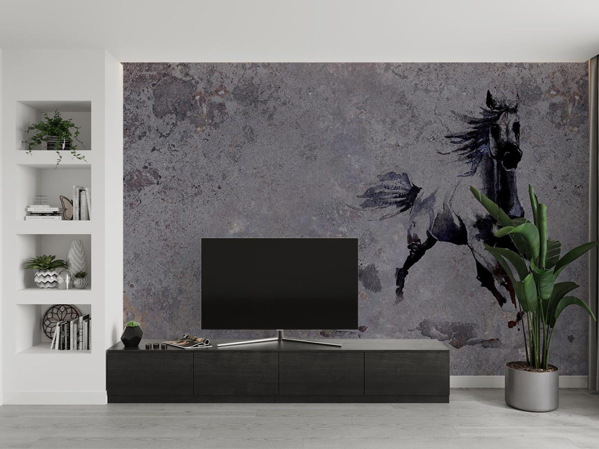 کاغذ دیواری پتینه طرح اسب W10061700 برای پشت تلویزیون