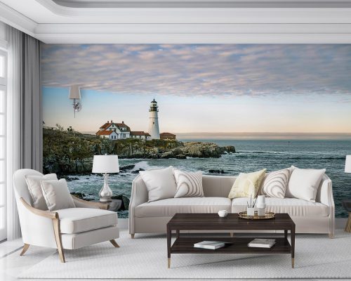 پوستر دیواری طرح فانوس دریایی و دریا W10063000