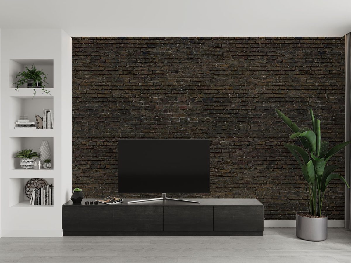 کاغذ دیواری طرح آجر قهوه ای W10063600 پشت تلویزیون