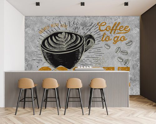 پوستر کاغذ دیواری کافی شاپ فنجان قهوه W10065000