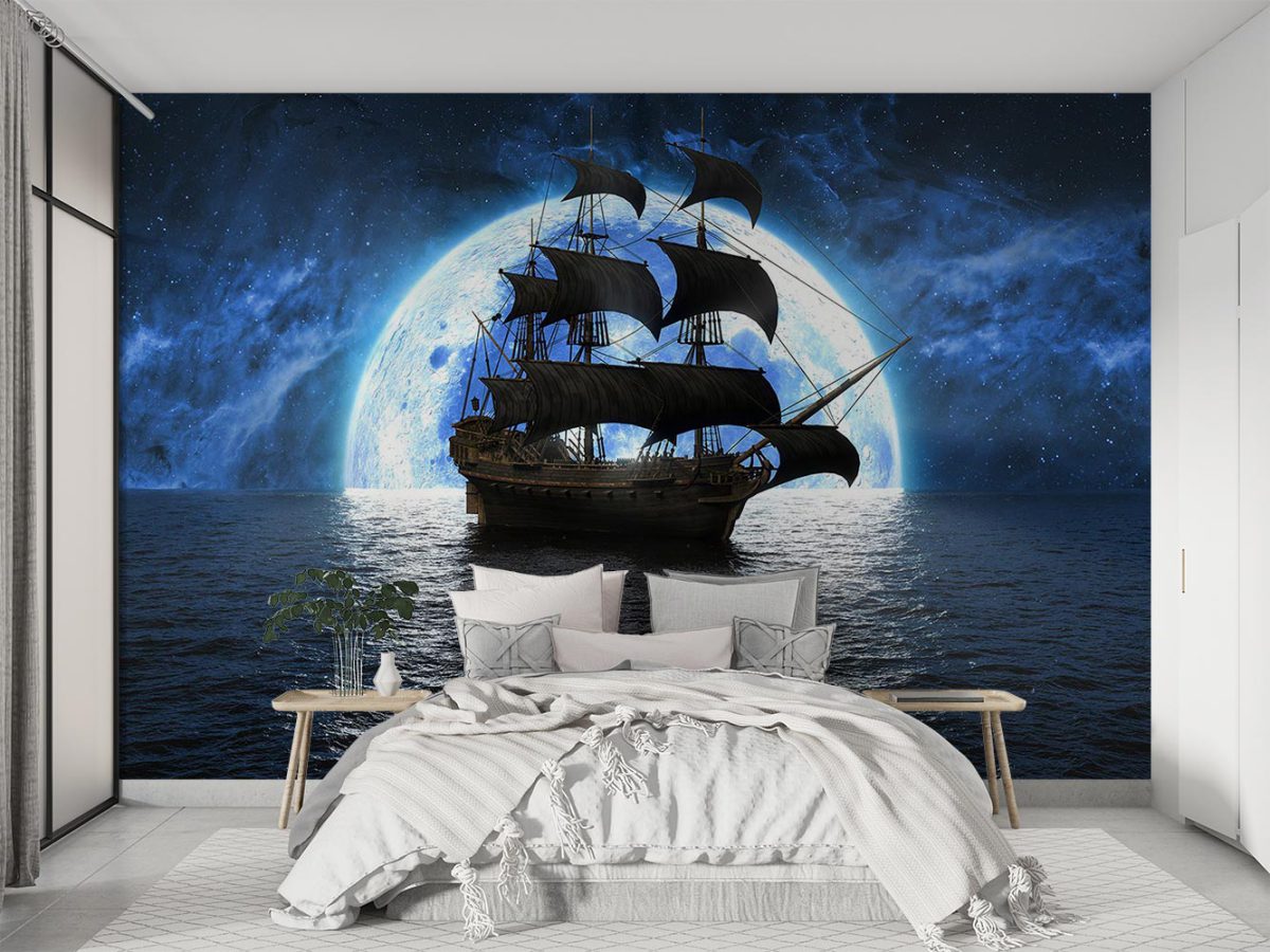 پوستر دیواری ماه و کشتی W10066800 اتاق خواب