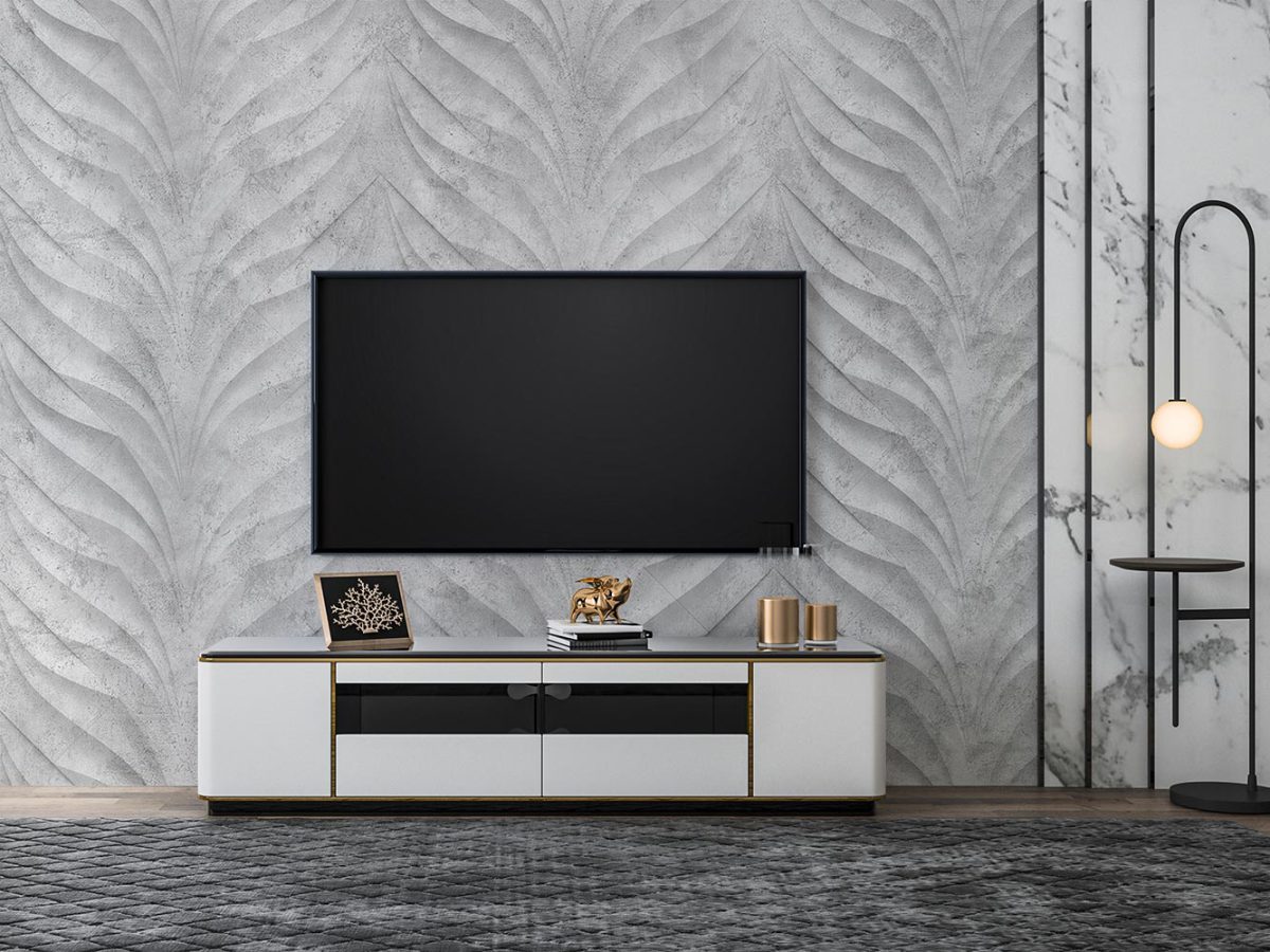 کاغذ دیواری مدرن طرح پتینه W12010130 پشت تلویزیون