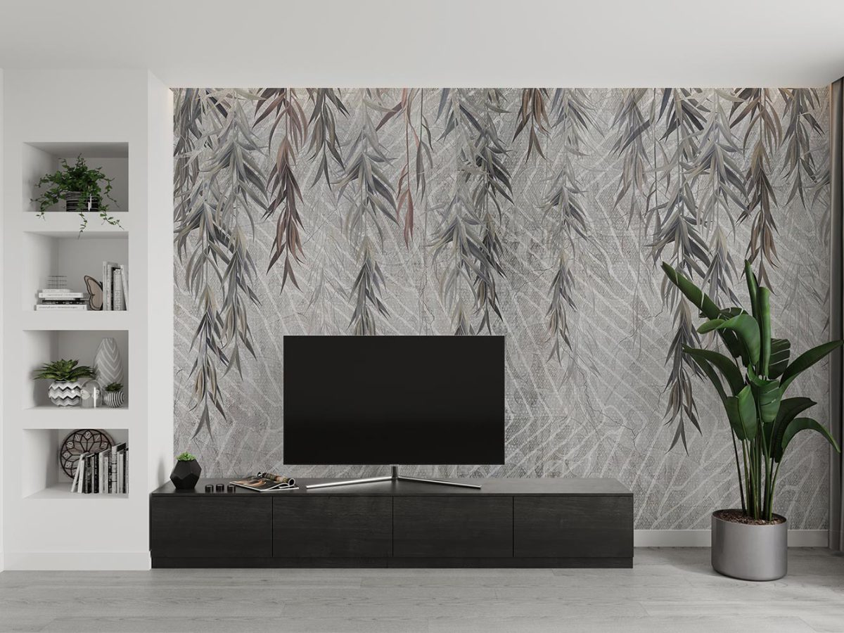 پوستر کاغذ دیواری طرح برگ درخت W12010200 برای پشت تلویزیون