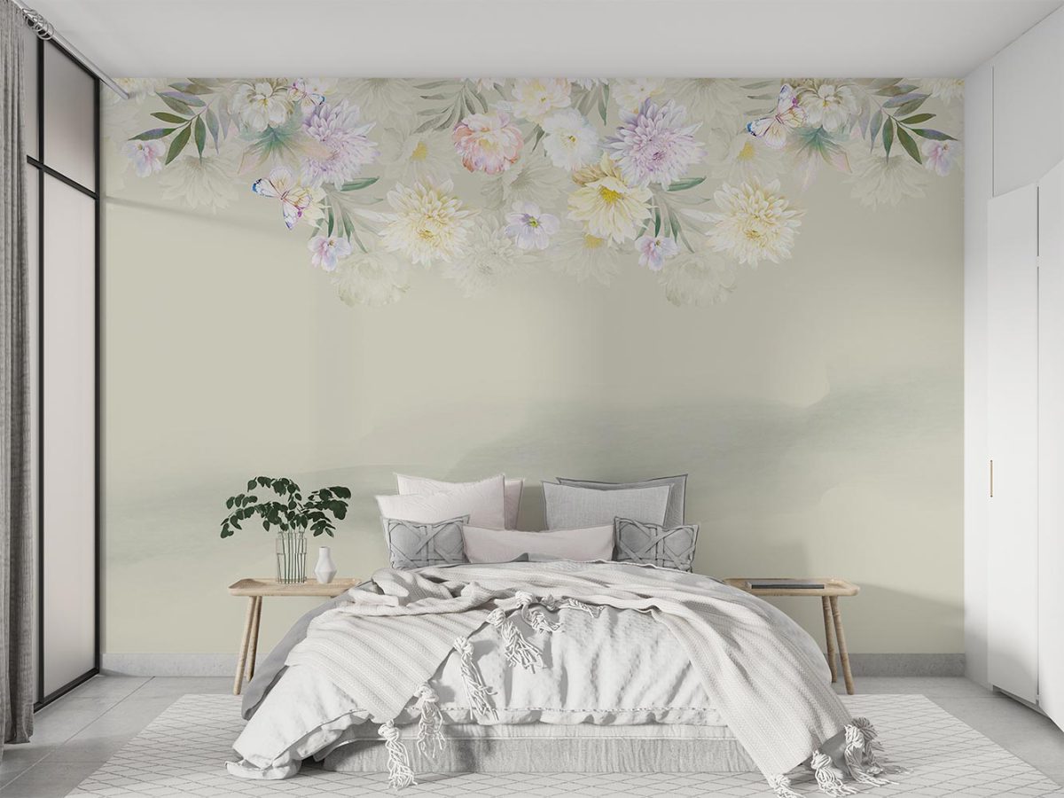 پوستر دیواری طرح گل و پروانه W12010300