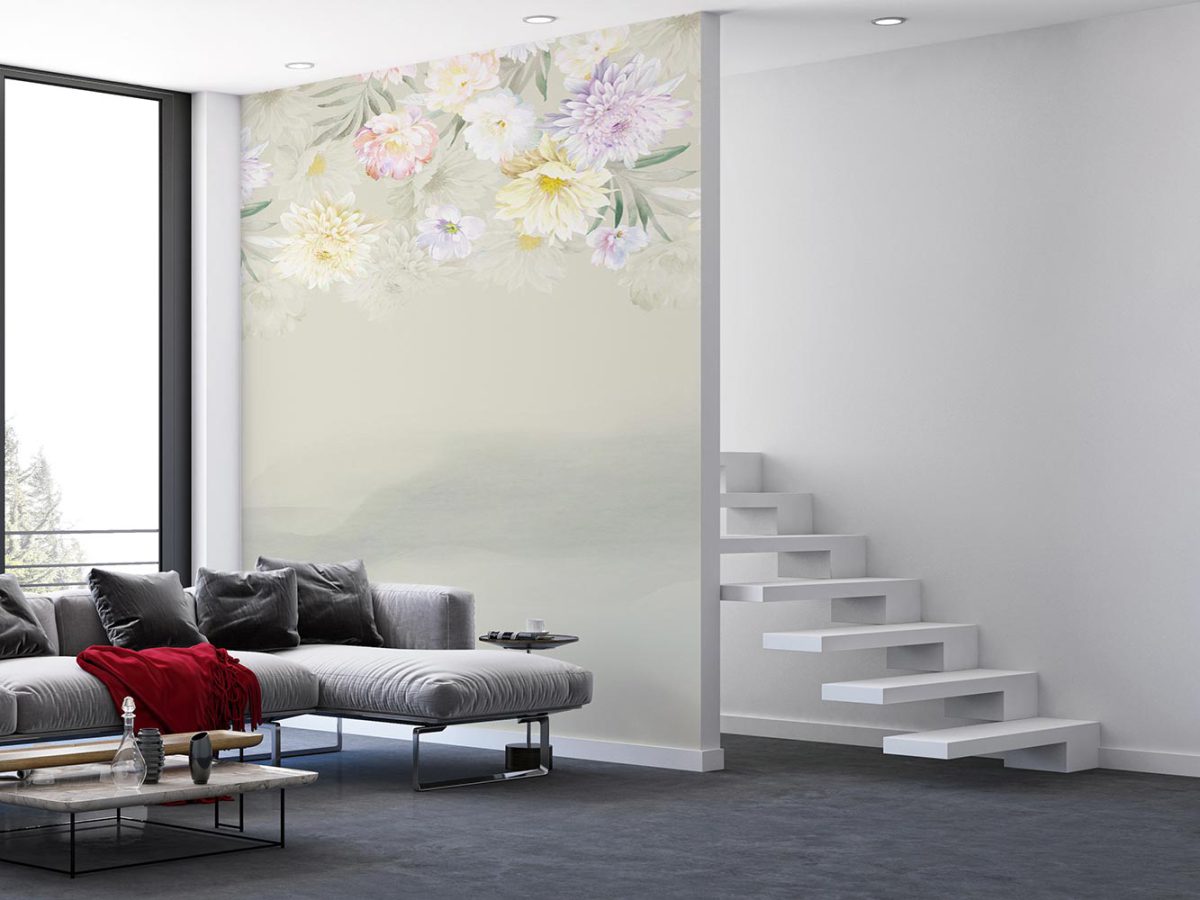 پوستر دیواری طرح گل و پروانه W12010300 پذیرایی