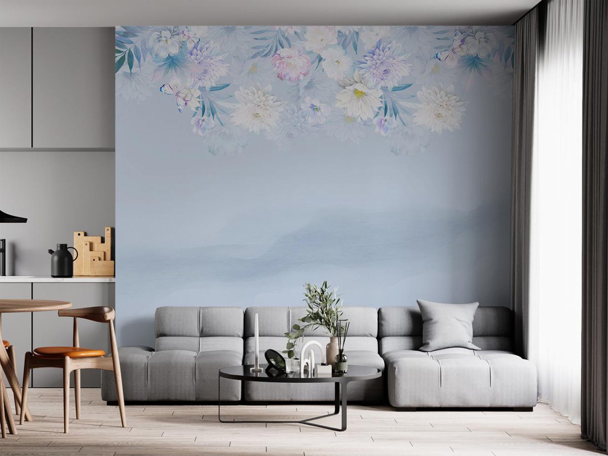 پوستر کاغذ دیواری گل و پروانه W12010310