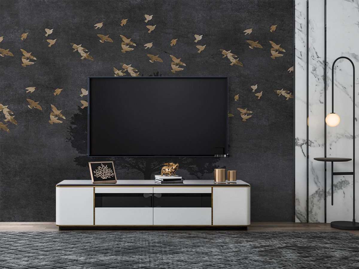 پوستر دیواری پرندگان طلایی W12011000 برای پشت تلویزیون
