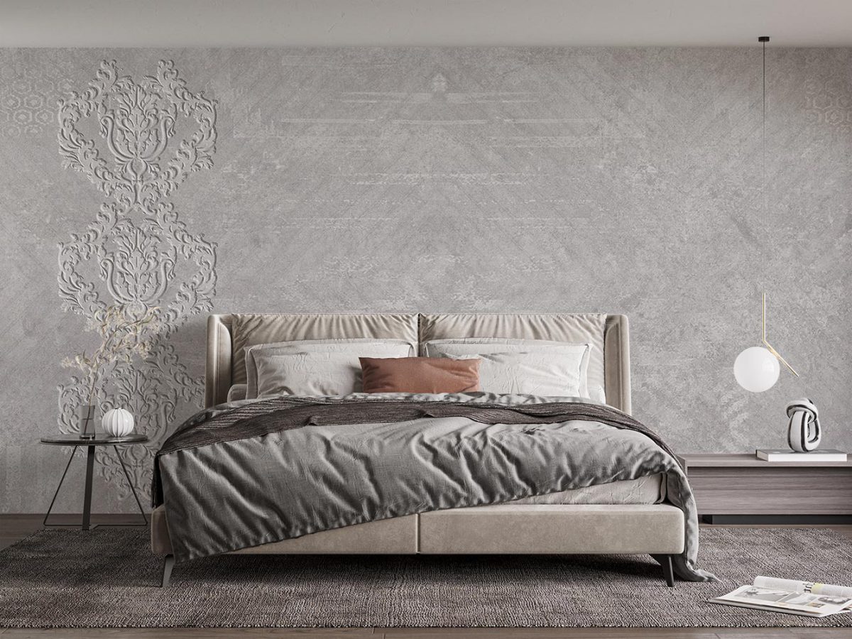 کاغذ دیواری داماسک گچبری W12011100 مناسب اتاق خواب