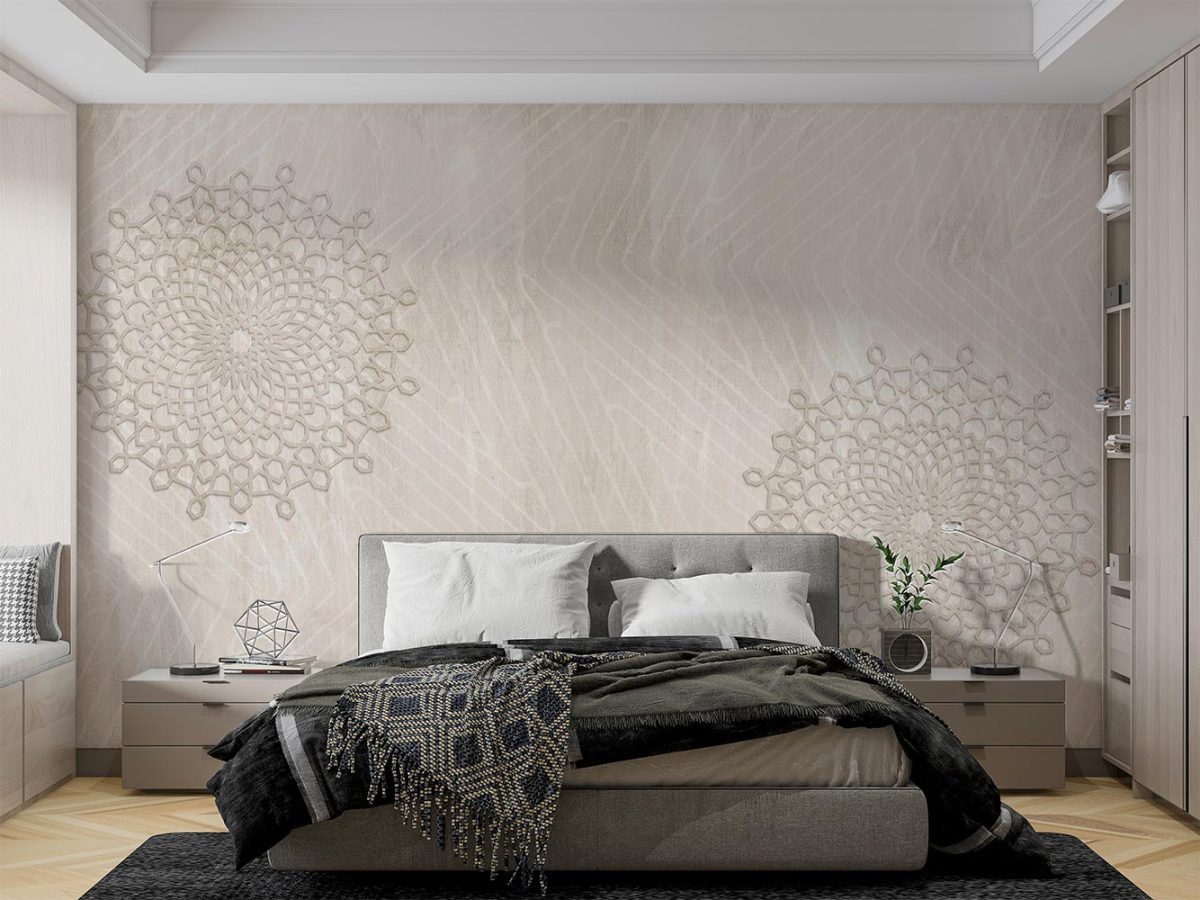 کاغذ دیواری کرمی طرح کلاسیک سنتی W12011500