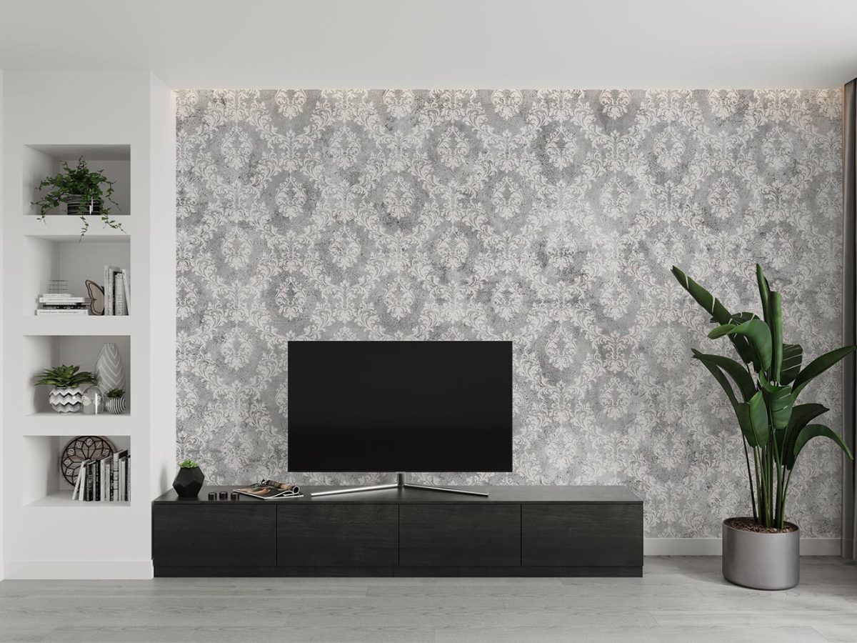 کاغذ دیواری داماس پتینه W12011620 پشت تلویزیون