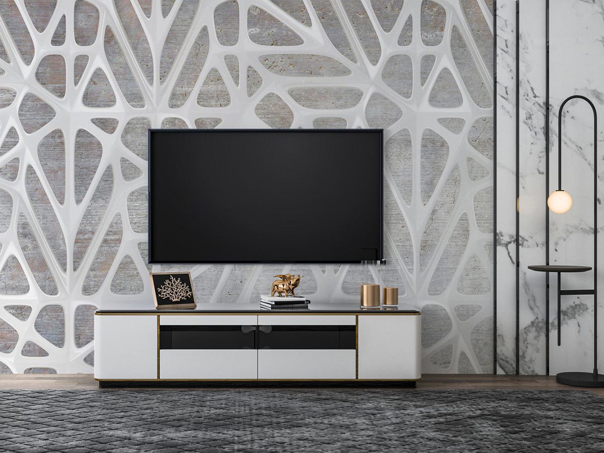 کاغذ دیواری هندسی مدرن W12011800 پشت تلویزیون