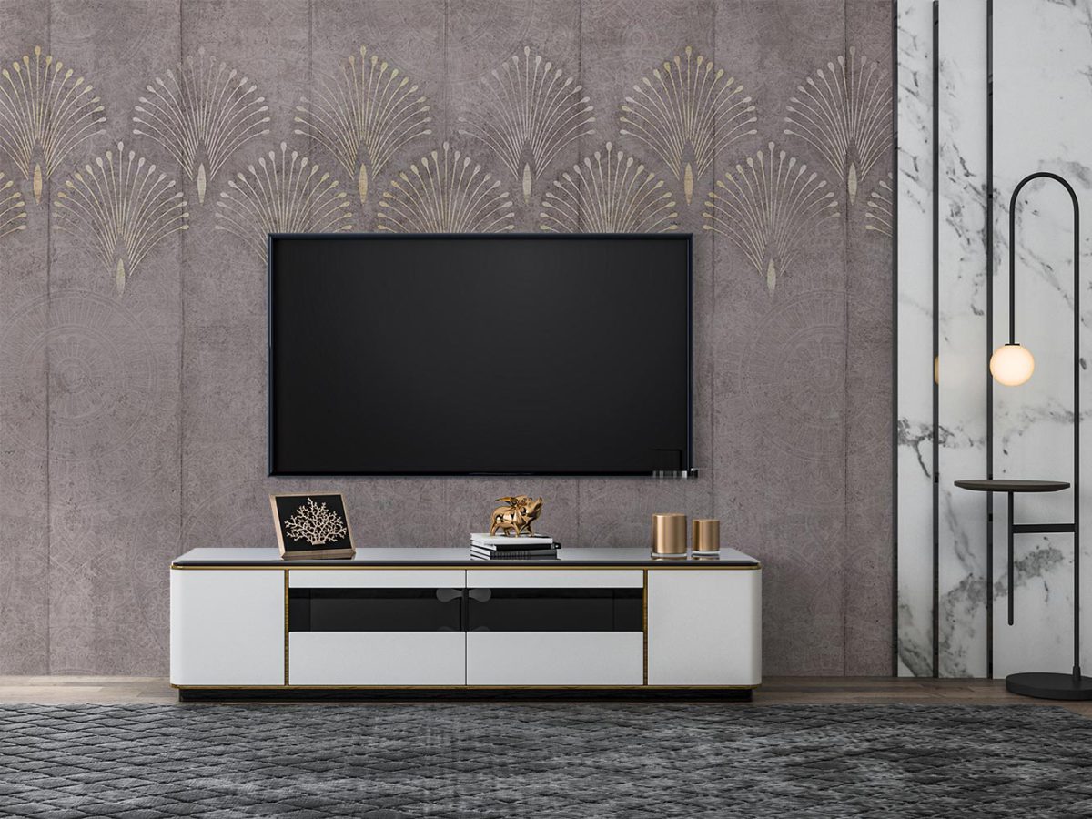 کاغذ دیواری داماس مدرن W12011900 برای پشت تلویزیون