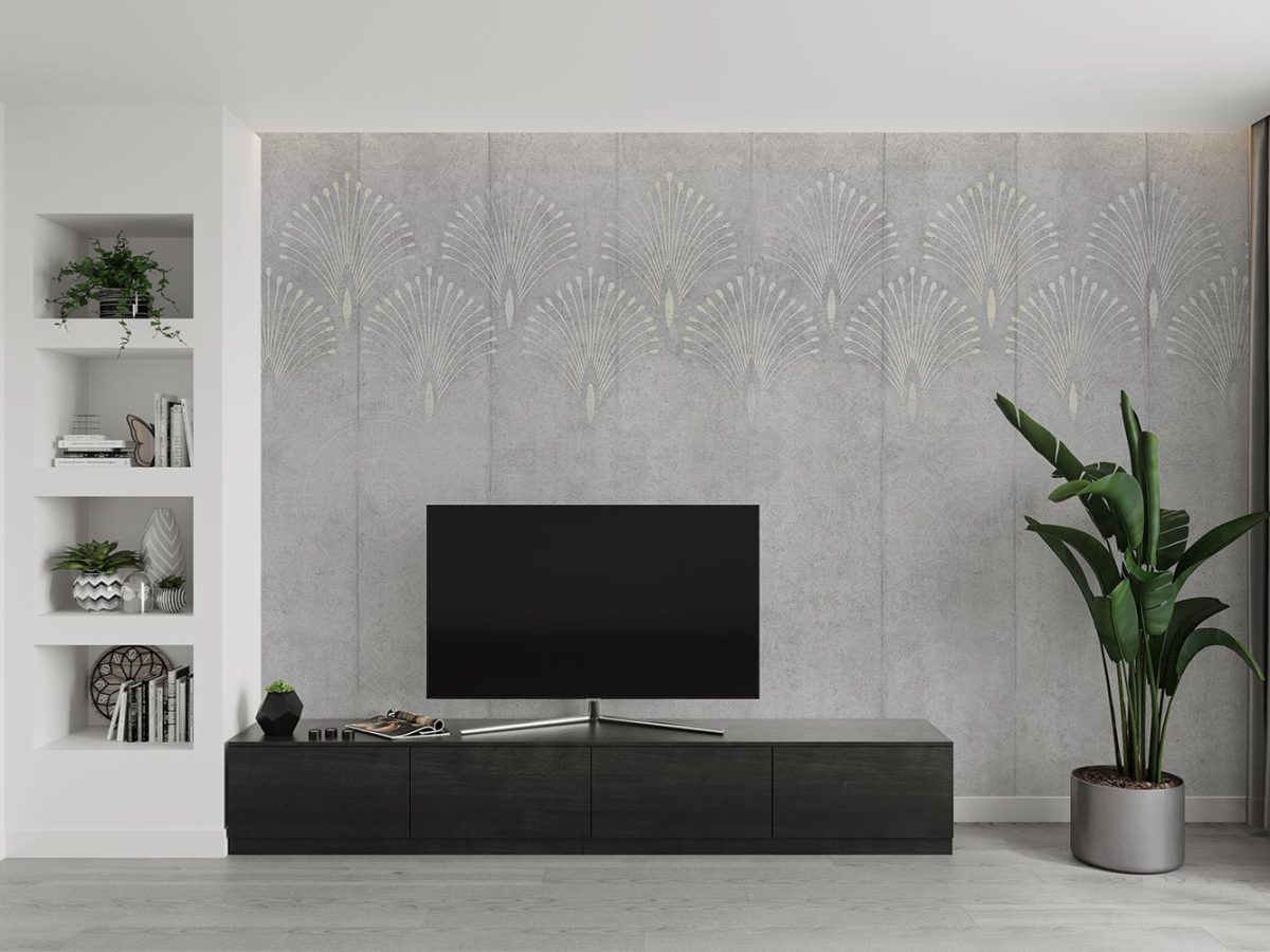 کاغذ دیواری داماسک مدرن W12011910 پشت تلویزیون