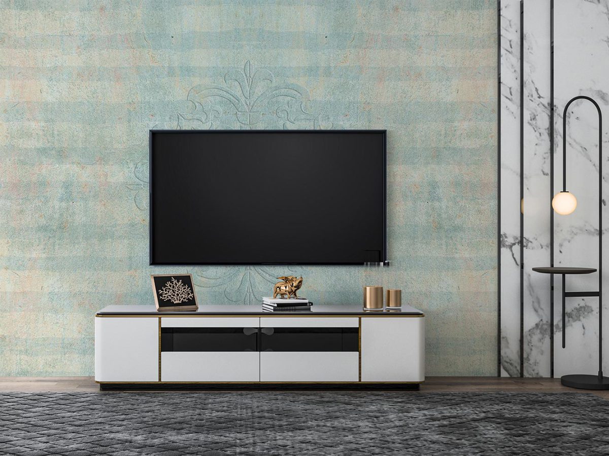 کاغذ دیواری طرح داماسک سنتی W12012800 پشت تلویزیون