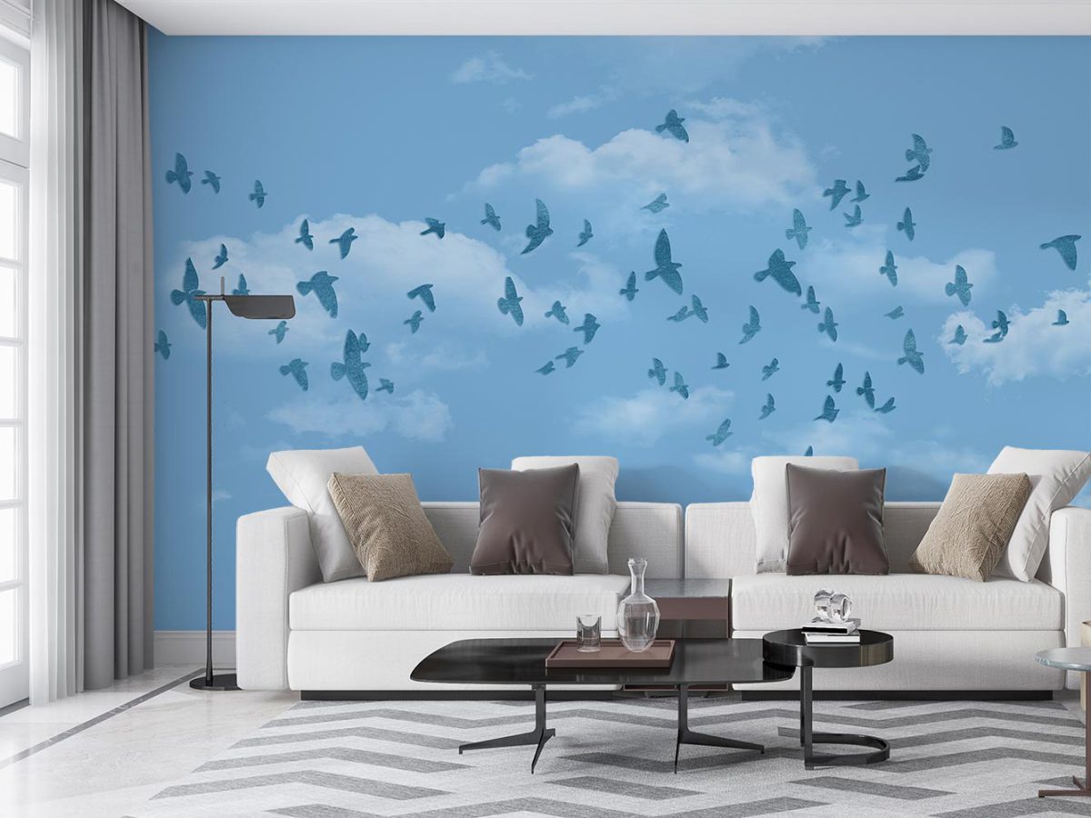 پوستر دیواری ابر آسمان پرندگان W12013420 پذیرایی