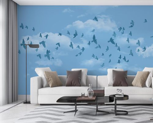 پوستر دیواری ابر آسمان پرندگان W12013420
