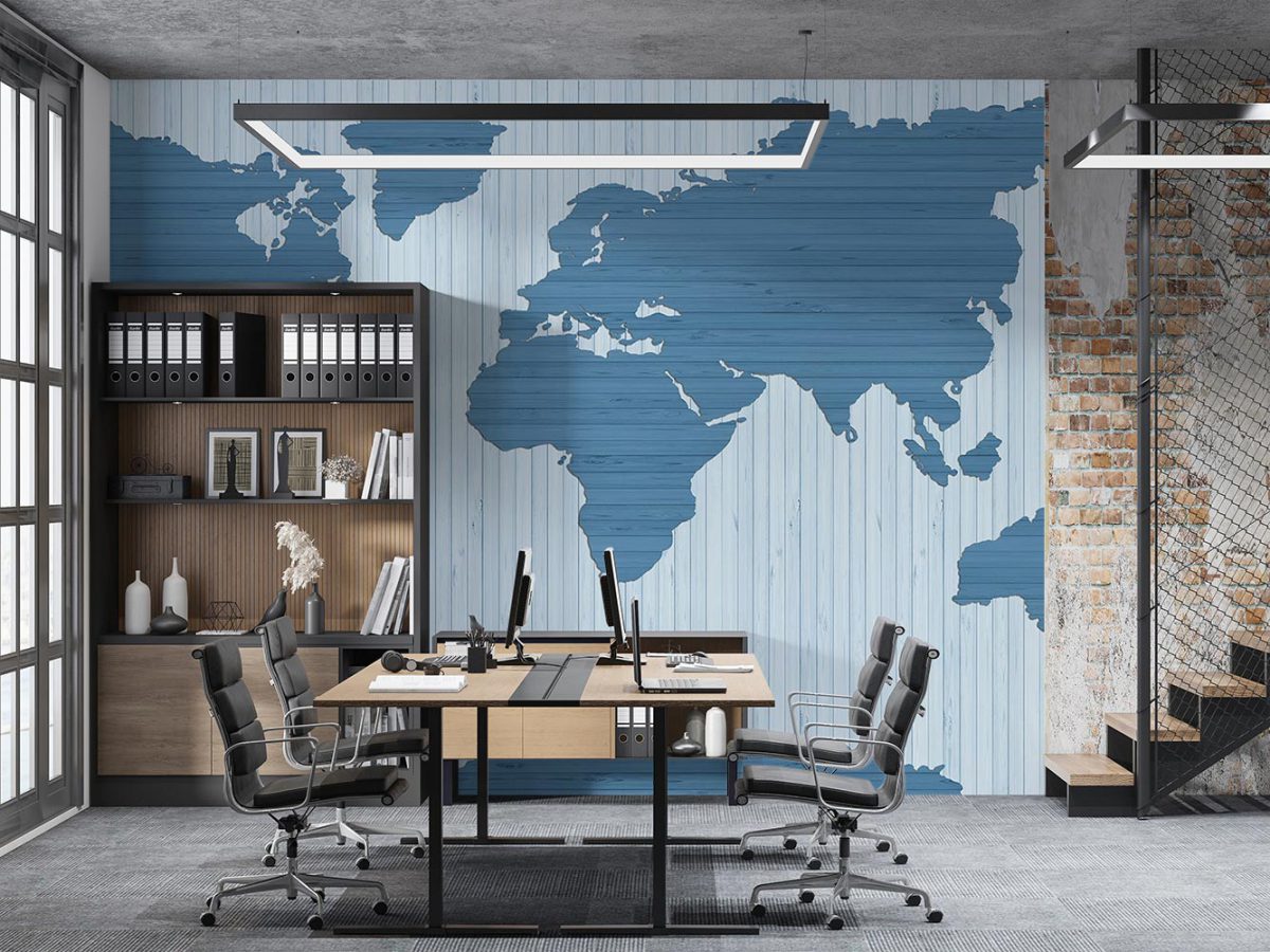 پوستر کاغذ دیواری طرح نقشه جهان W12013520 اداری