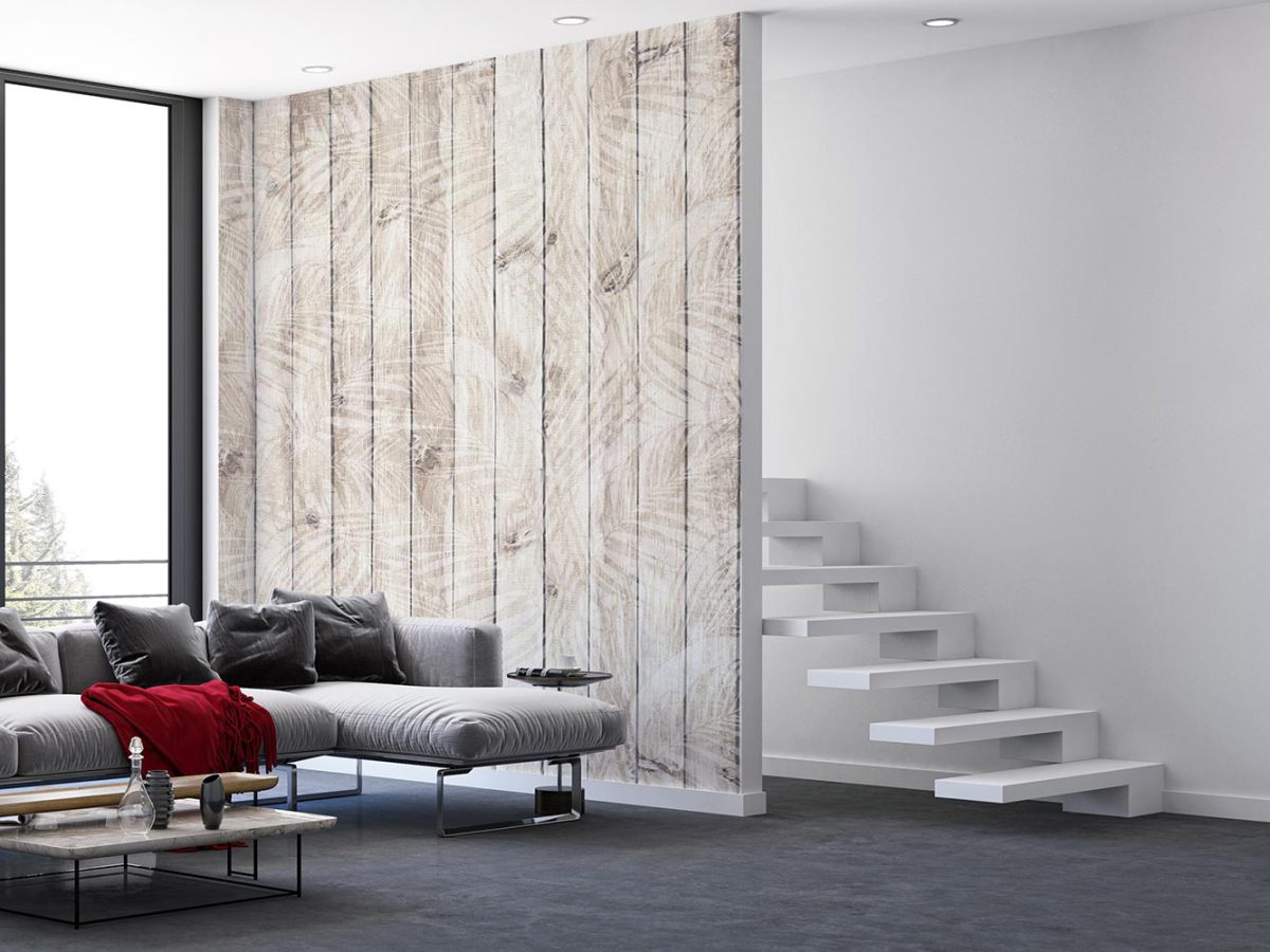 کاغذ دیواری طرح چوب و برگ محو W12013610 سالن پذیرایی