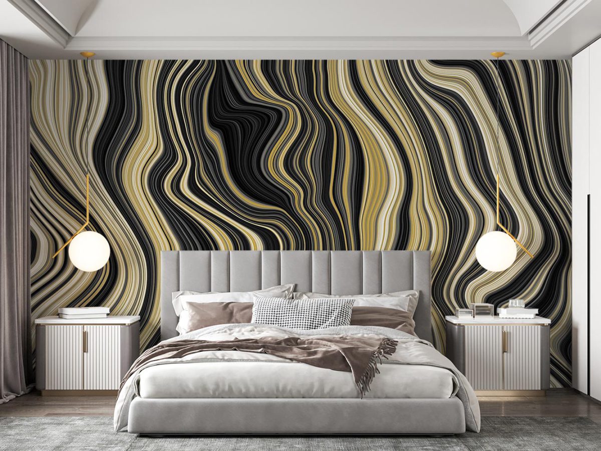 پوستر کاغذ دیواری طلایی هندسی W12014800